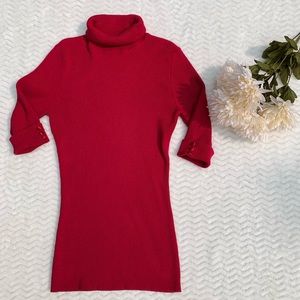 Women’s red stretch turtleneck sweater